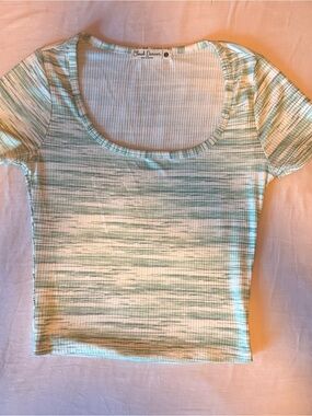 Cloud Dancer Green Space Dye Ribbed Top